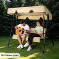thumbnail image 6 of Ktaxon 3-Person Porch Swing with Stand, Outdoor Swing Chair with Adjustable Canopy & Cushion, Khaki, 6 of 7