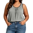 thumbnail image 2 of Qulqfy Flowy Women Tank Tops Solid Scoop Neck Sleeveless Plus Size Knit Beach Summer Casual Dressy Gray Graphic Shirts 2XL, 2 of 6