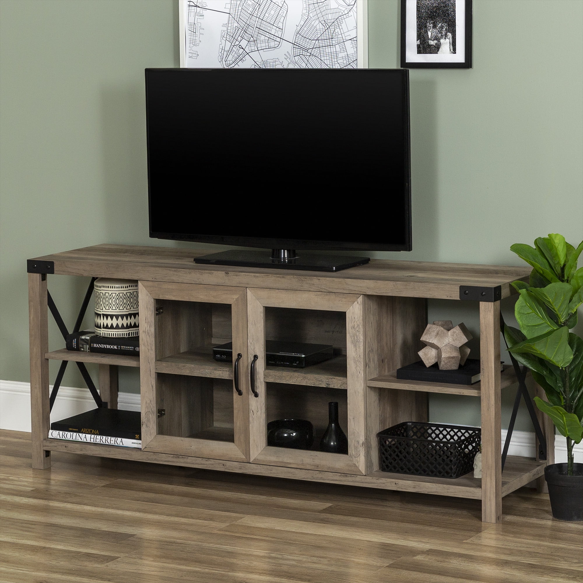 Magnolia 2Door Grey Wash TV Stand by Desert Fields