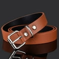thumbnail image 4 of Luxury Design Retro Casual Trouser Dress Belts Thin Waist Strap Children Leather Belt Pin Buckle Waistband KHAKI, 4 of 8