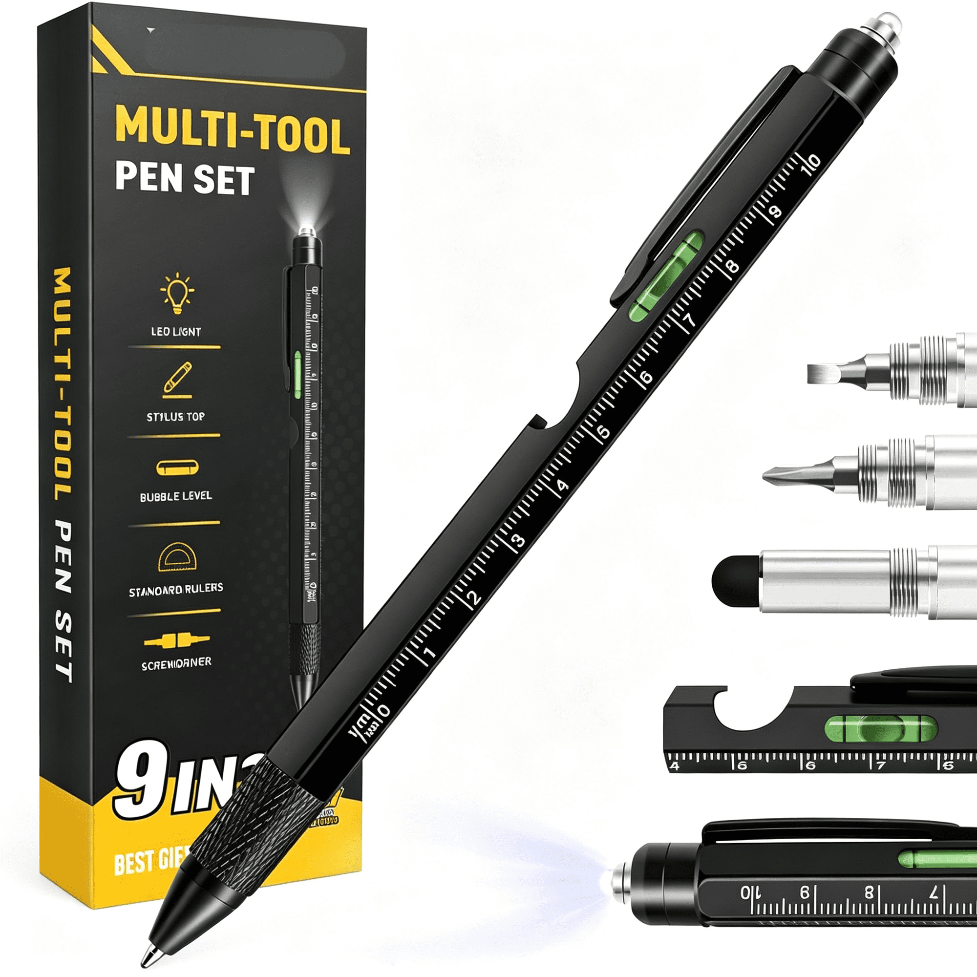 CCOCC Birthday Gifts for Men 9 in 1 Multitool Pen Mens Gifts for Him Dad Husband Anniversary Graduation Teacher Gifts for Men Who Wants Nothing Cool Gadgets Tools for Mens