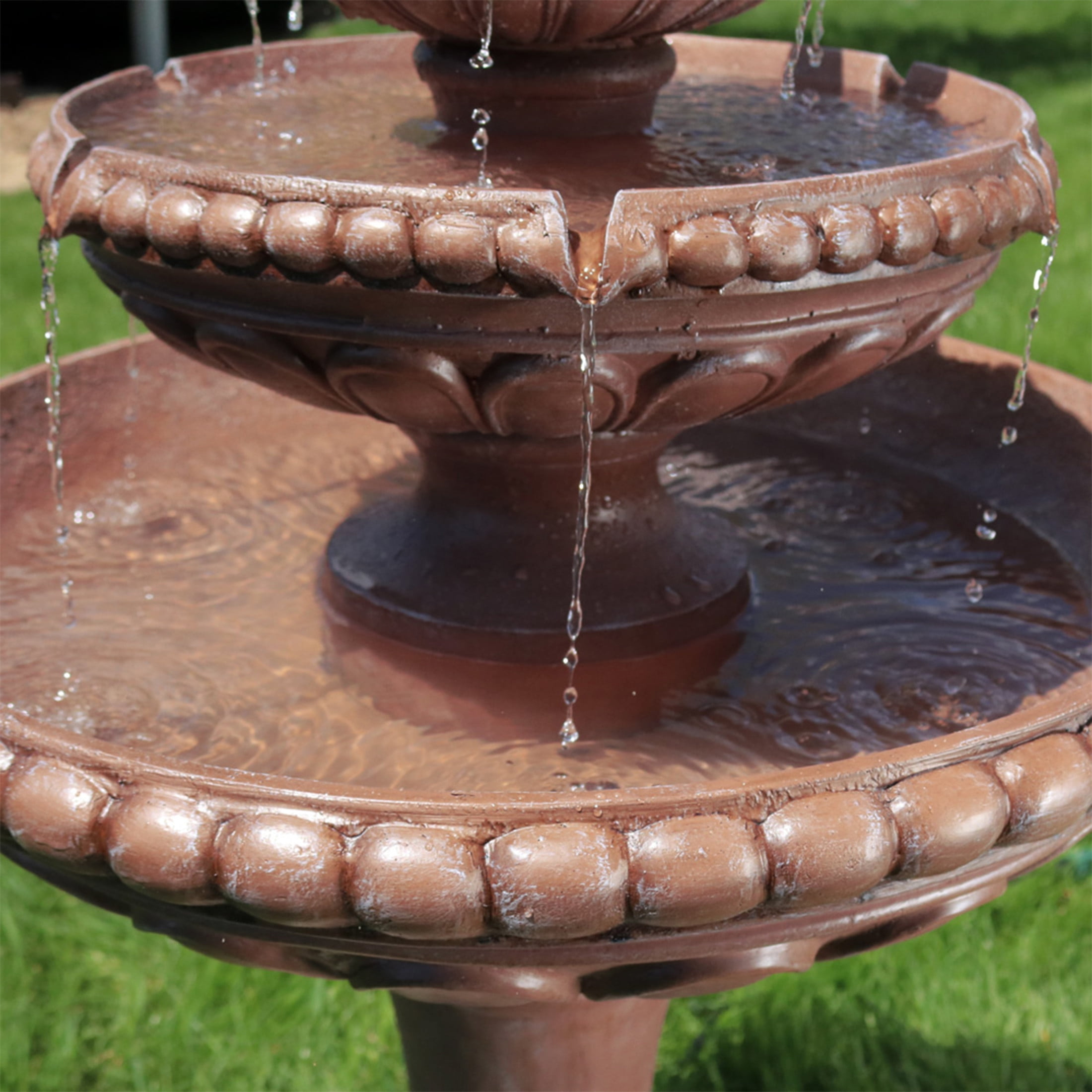 Sunnydaze Dove Pair Traditional Resin 3-Tier Outdoor Water Fountain