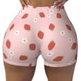 thumbnail image 2 of Daiia Hand Drawn Strawberry Pattern Women's Workout Shorts Biker Shorts - High Waisted Workout Spandex Tummy Control Gym Running Yoga Shorts-Large, 2 of 8