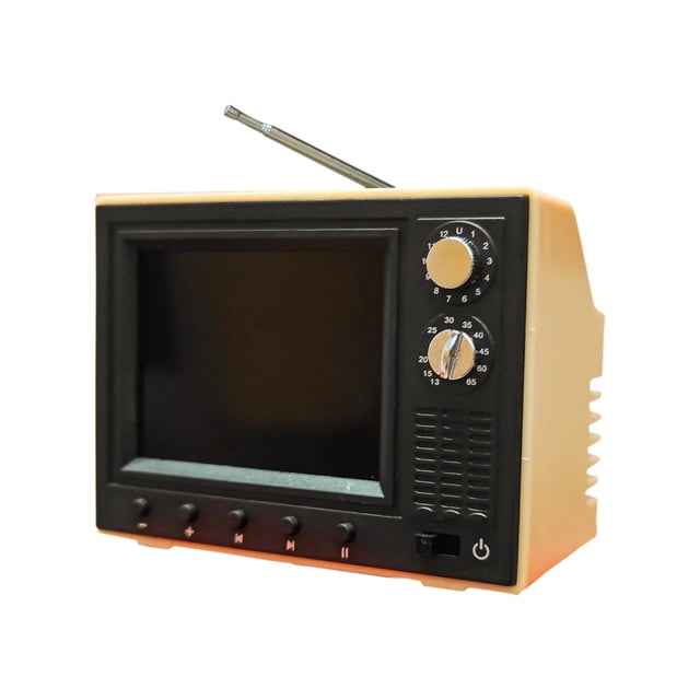 Casa de muñecas a escala 1:12, TV en miniatura, accesorio para sala de estar, regalo, centro de entretenimiento amarillo