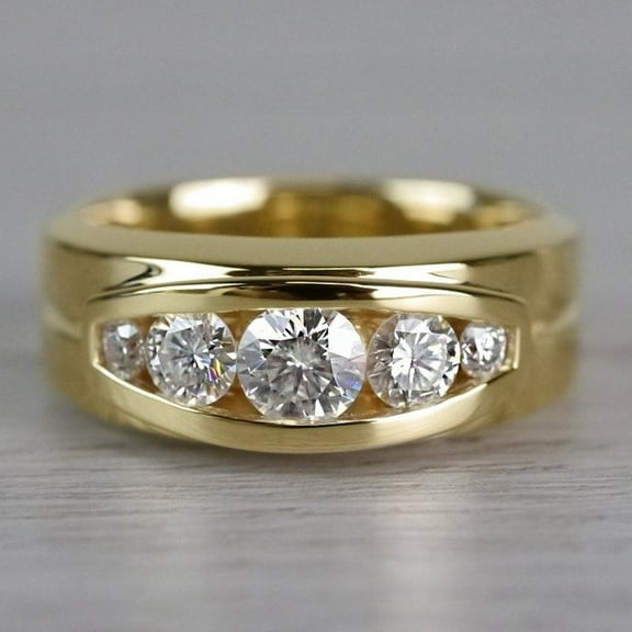 1.20 Ct Round Cut Lab Created Diamonds Men`s Engagement Ring In 14k Yellow Gold Plated