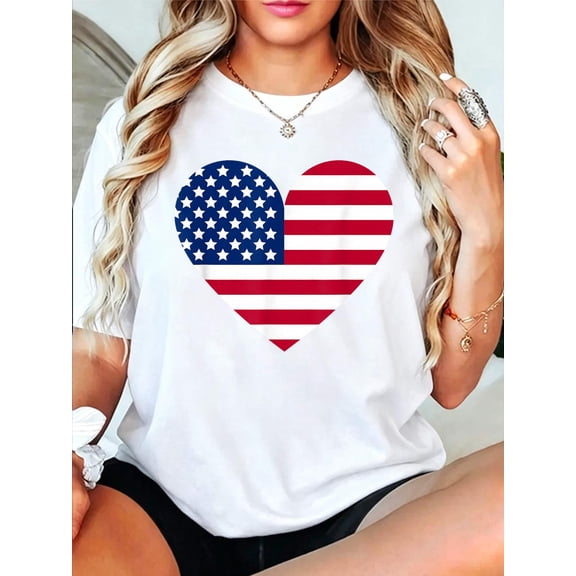 Heart American Flag 4th of July - American Flag Heart T-Shirt
