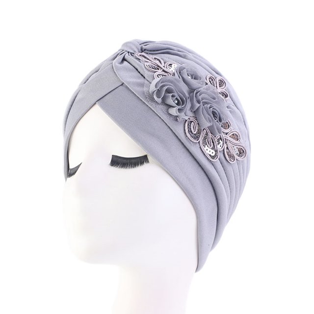 CSChome Bonnet Femme Bonnet Extensible Coupe-Vent Résistant aux Déchirures Bord Rétractable Bord Chaud à Sequins Fleur Turban Mode