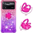 thumbnail image 3 of Slim Phone Case for Xiaomi Poco X4 Pro, Shiny Bling Quicksand Effect TPU Bumper Case with Four Corners Protection Cover for Xiaomi Poco X4 Pro, Pink Purple, 3 of 14
