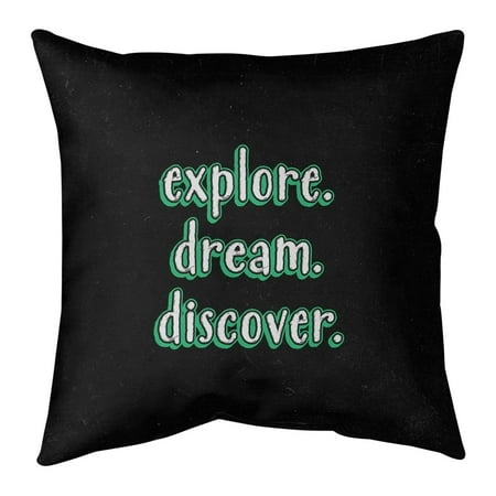 UPC: 0670507506017 | ArtVerse Quotes Explore Dream Discover Quote Chalkboard Style Pillow (w/Rmv Insert)-Spun Poly 16 x 16 Medium