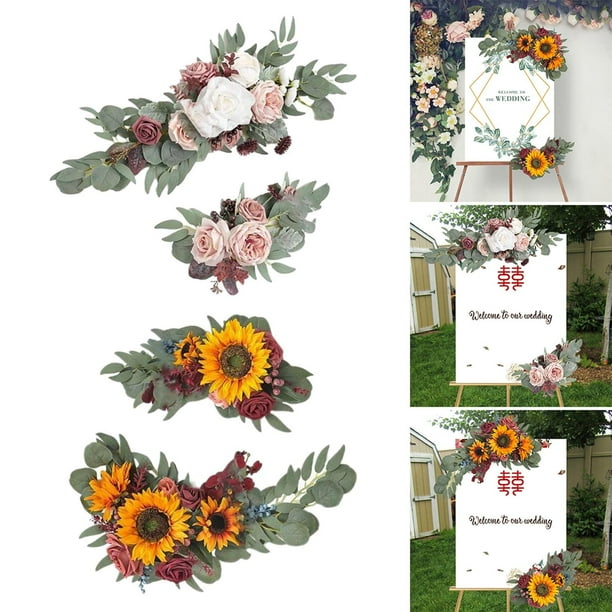 2x Botín artificiales, pieza central Guirnalda Flores boda decorativo Guirnalda de rosas para la puerta principal Decoración de la boda Blanco Púrpura Amarillo Rojo Yotijar Corona colgante de puerta delantera