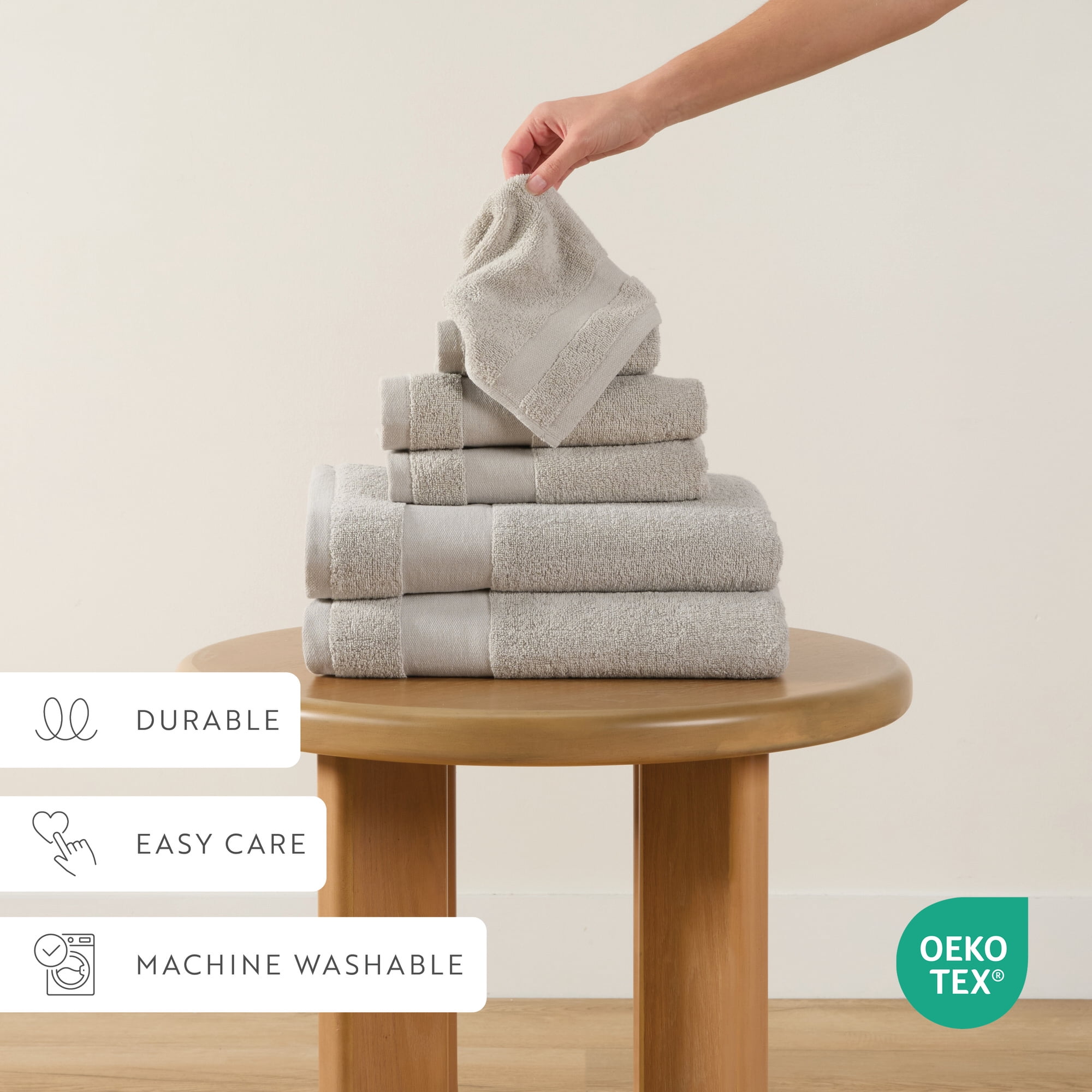 6-Pack Bathroom Essentials Bath Towel Set in Light Gray - Soft and Absorbent for Quick Drying by Comfort Canopy