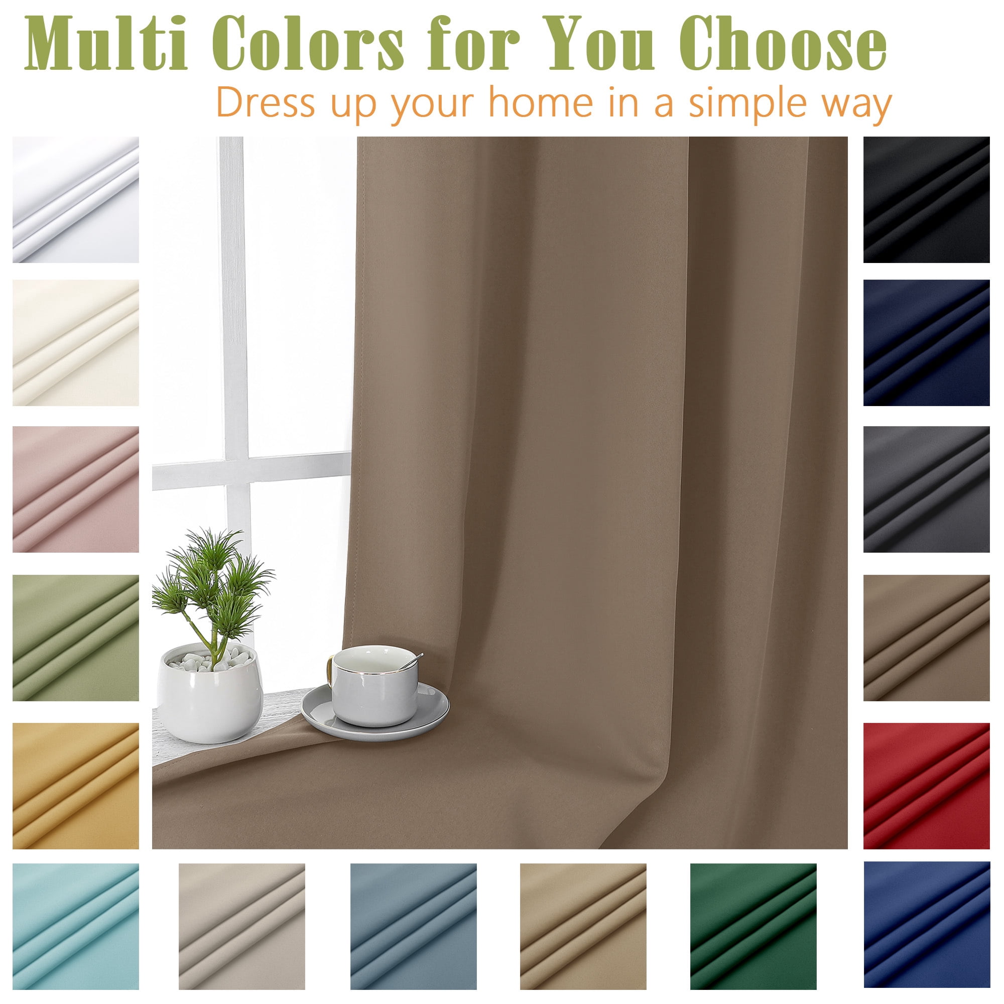 OVZME Kalme Barley Grommet Blackout Curtains 84 Inch Length 2 Panels, Farmhouse Style Thermal Insulated Drapes for Bedroom Living Room Windows, Each W50xL84 Inches