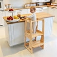 thumbnail image 2 of Toddler Step Stool with Safety Rail, 2-in-1 Convertible Design, Kids Kitchen Standing Tower Helper for Bathroom Sink and Kitchen Counter, Natural, 2 of 7