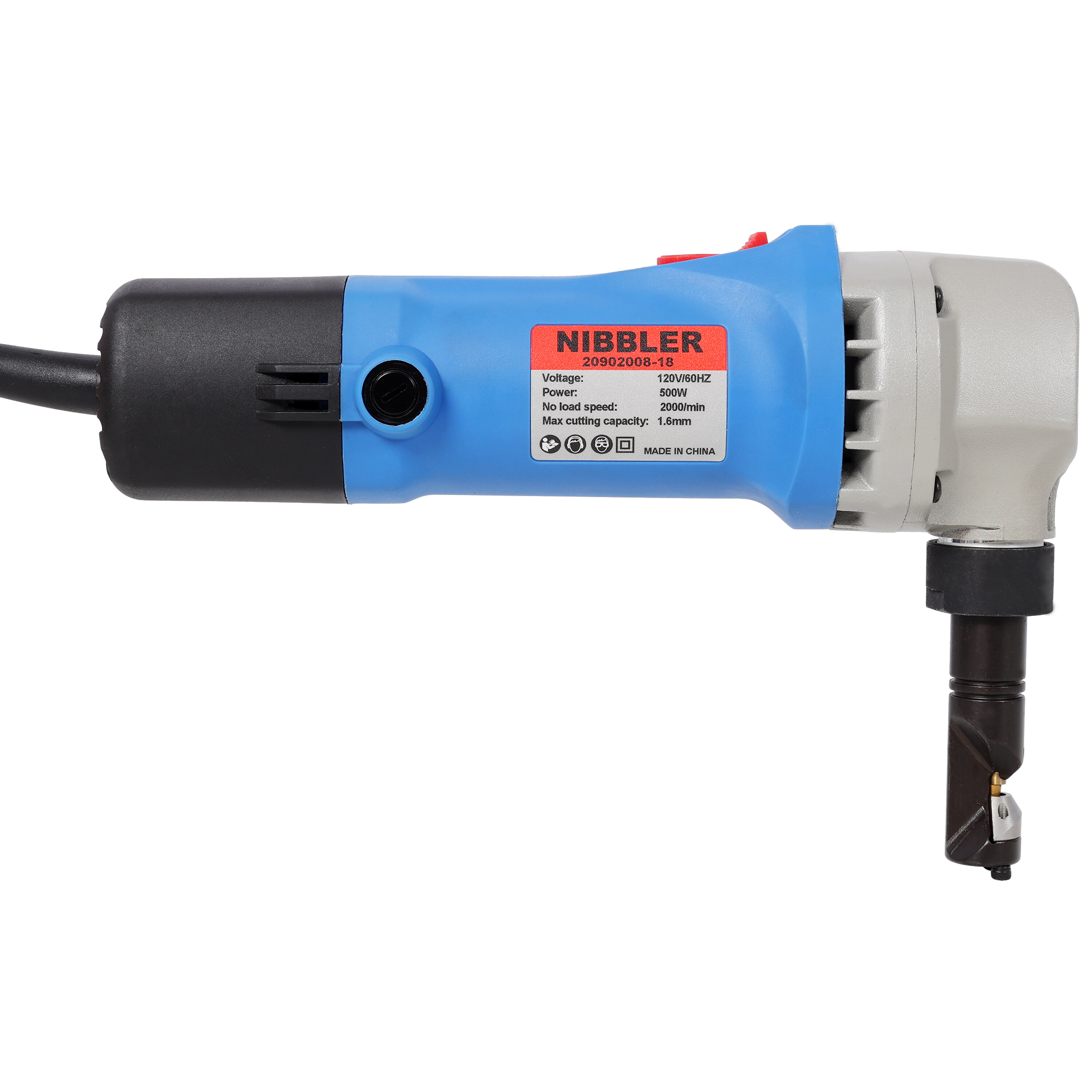 , Electric Sheet Metal Nibbler 16 Gauge Precision Metal Cutting Tool,360° Rotation Electric Cutter, Blue ,Plastic ,