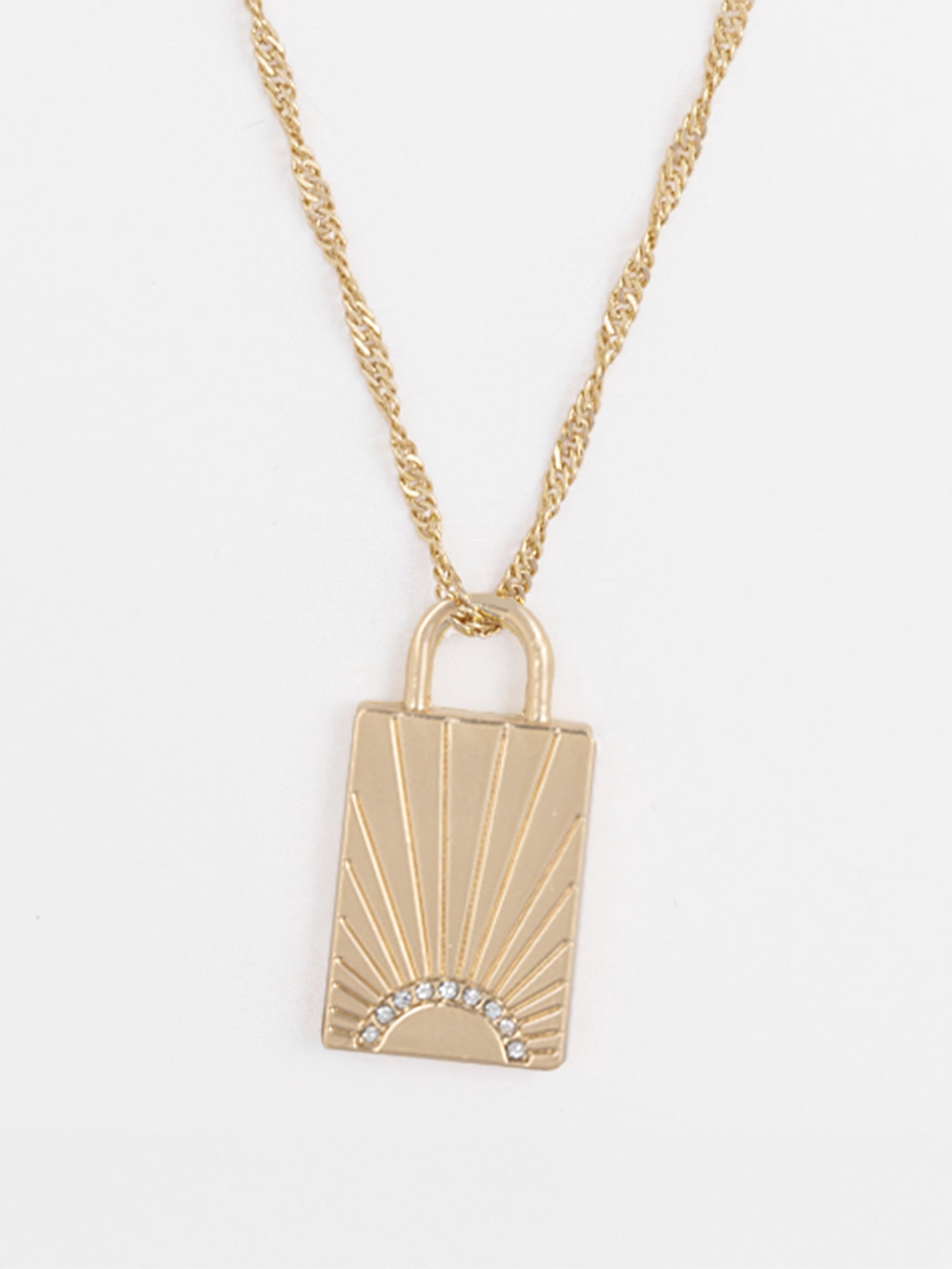 Time and Tru Women's Goldtone Be The Light Lock Pendant Necklace