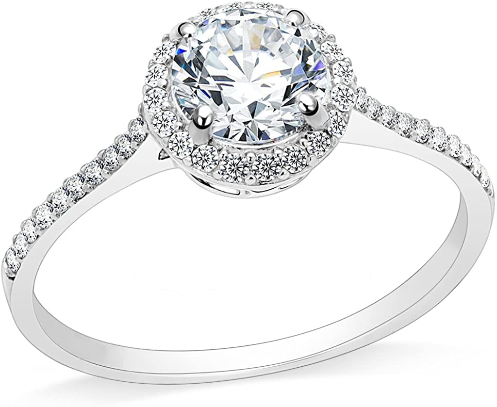 Stainless Steel 2.0 Carat Wedding Engagement Propose Statement Anniversary Halo Ring 
