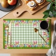 thumbnail image 2 of Placemats 1 Pack, Easter Woven Placemat, Linen Place Mats for Kitchen/Dining Tables, Rabbit Ears Colorful Eggs Green White Buffalo Plaid Washable Table Mats for Party, 2 of 8
