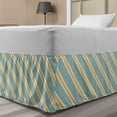 thumbnail image 1 of Shabby Flora Bed Skirt, Nostalgic Diagonal Bold and Thin Stripes Geometric Simplistic, Elastic Bedskirt Dust Ruffle Wrap Around for Bedding Decor, 4 Sizes, Almond Green Apricot, by Ambesonne, 1 of 2