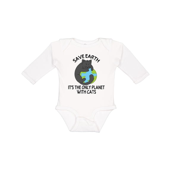 Inktastic Save Earth It's the Only Planet with Cats with Black Cat Boys or Girls Long Sleeve Baby Bodysuit