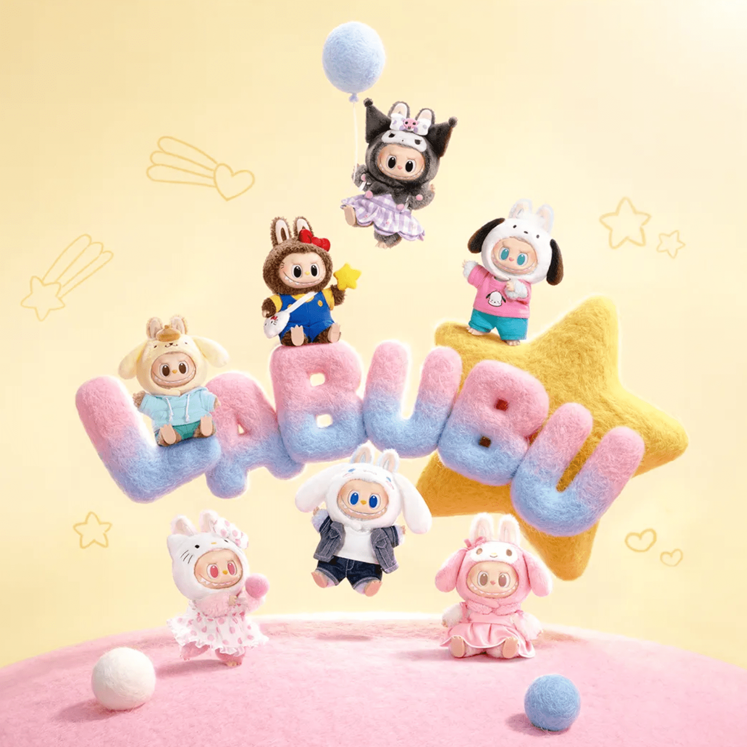 Pop Mart The Monsters (Labubu) x Hello Kitty and Friends Series Vinyl Plush Pendant Blind Box