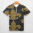 thumbnail image 3 of Black And Gold Fleur De Lis Men Zipper T-shirt Summer Casual Short Sleeve T-shirt Top, 3 of 7