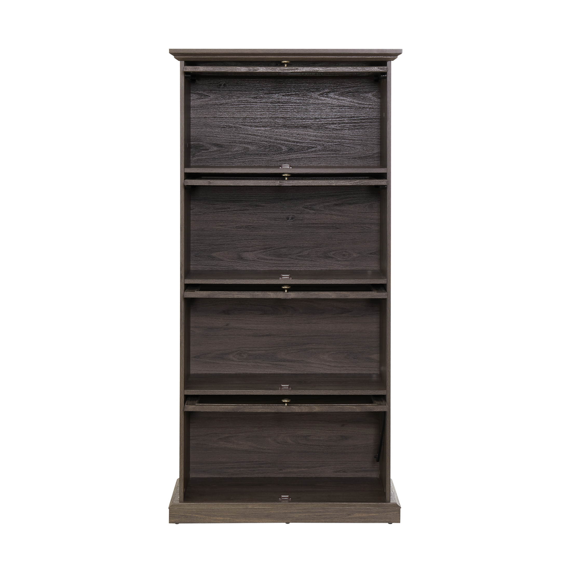 Noble House Oprah 63" 4-Tier Glass Display Cabinet, Flip-Up Door Curio Bookcase for Collectibles, Brown