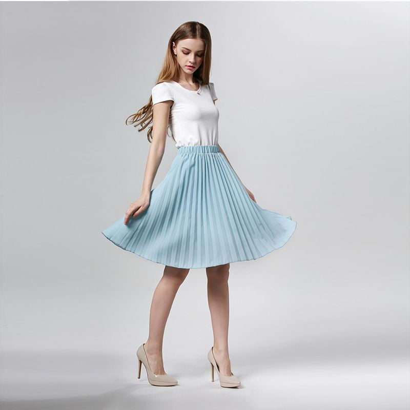 Sweet Skirts Women Kawaii Mid Waist Pleated Skirt Retro Slim A-Line ...