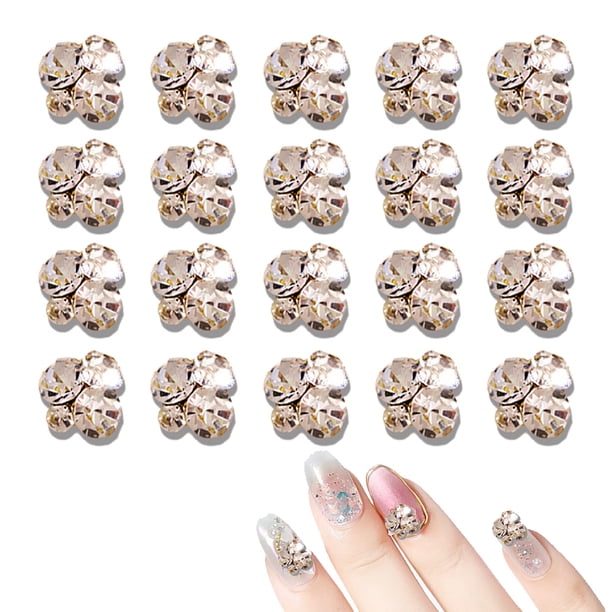 20 piezas de calcomanías para decoración de uñas, diamantes de imitación, aleación, manicura, herramientas de decoración DIY, cristales para decoración de uñas