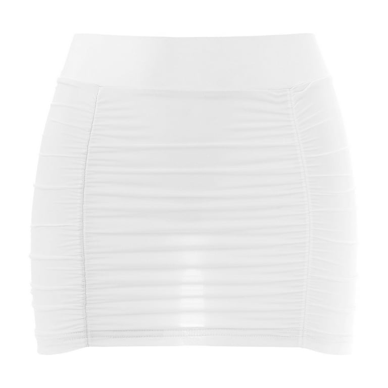 Alvivi Women's See Through Ruched Bodycon Mini Skirt