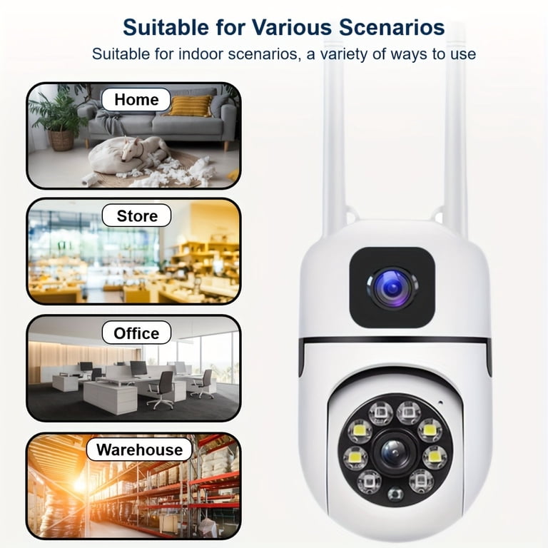 Security Camera Outdoor Dual Lens, 2.4Ghz&5Ghz WiFi 360° PTZ