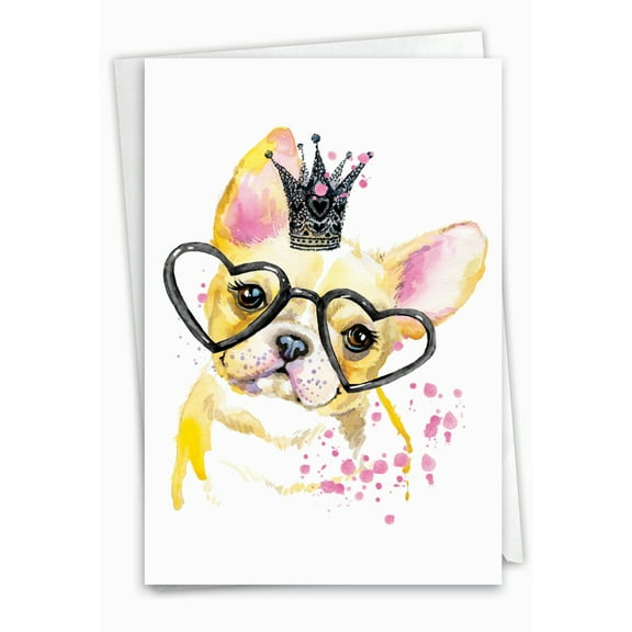 1 Funny Birthday Card with Envelope - Funky Colorful Creatures Dog C6749ABDG