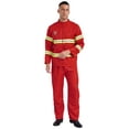 thumbnail image 3 of vastwit Mens Firefighter Fireman Outfits Long Sleeve Jacket Coat and Belt Plastic Helmet Set Red 160, 3 of 7