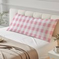 thumbnail image 5 of Light Pink Buffalo Check Body Pillow Cover 20x54, Farmhouse Plaid Modern Geometric Decorative Pillowcase with Zipper, Microfiber Pillow Protector, Soft Breathable Long Lumbar Pillowcases for Women, 5 of 9
