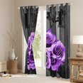 thumbnail image 3 of Feelyou Romantic Valentine's Day Curtains Pack of 2 (42x84 Each), Rose Flower Purple Curtains Blackout, Rustic Lodge Cabin Bedroom Curtains, Window Curtains Bedroom Decor, 3 of 6
