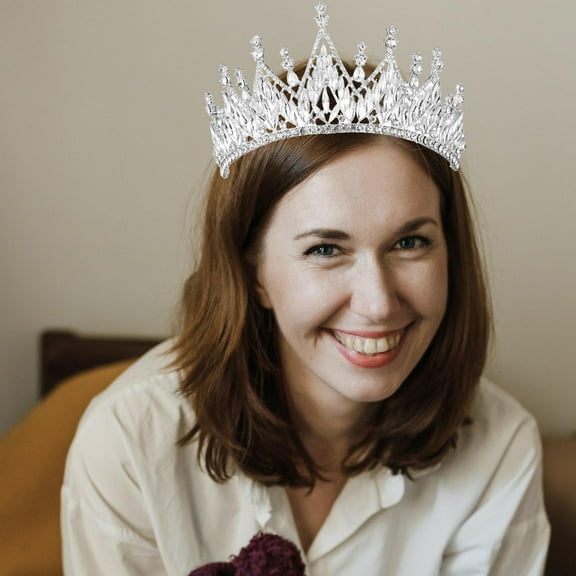 LULULION Rhinestone Crown Headband for Bride and Party Hair Accessory with Glitter Design