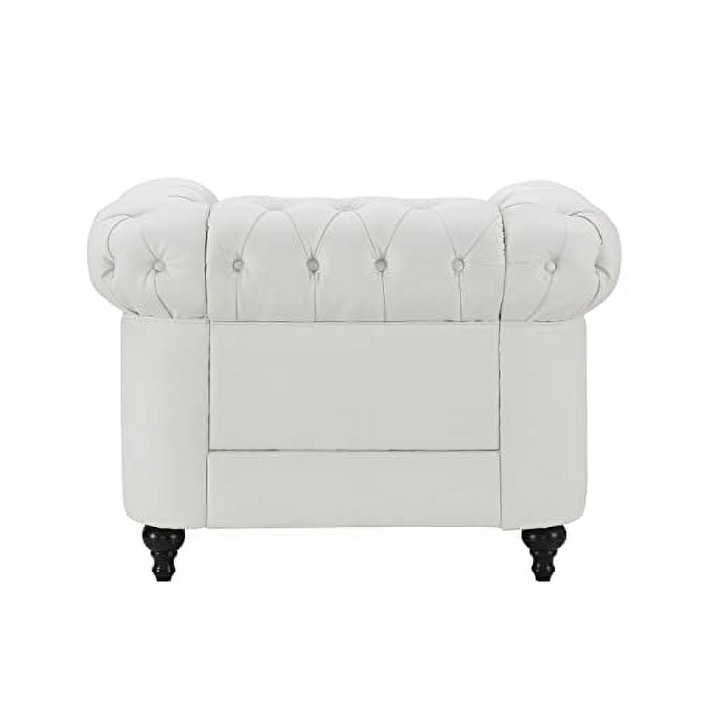 Naomi Home 2 Piece Faux Leather Tufted Arm Living Room Set White