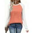 thumbnail image 5 of YUGYXL Long Sleeve Shirts for Women Color Block Raglan Tops Casual Crewneck Basic Tees Fall Clothes Fashion Hot Pink S, 5 of 9