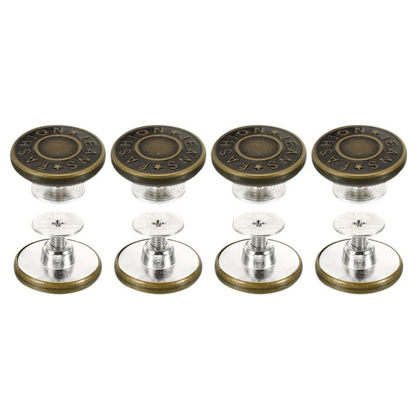 Uxcell 17mm Botones de Jeans Reemplazo Hebilla de Cintura Pines de Botón para Ajustar Pantalones Sueltos Bronce 8 Paquete
