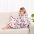 thumbnail image 4 of White Pink Butterfly Flower Pattern Blanket Hoodies for Kids 6-13YR Oversize Wearable Blanket Hoodies for Boys Girls Teens, 4 of 7