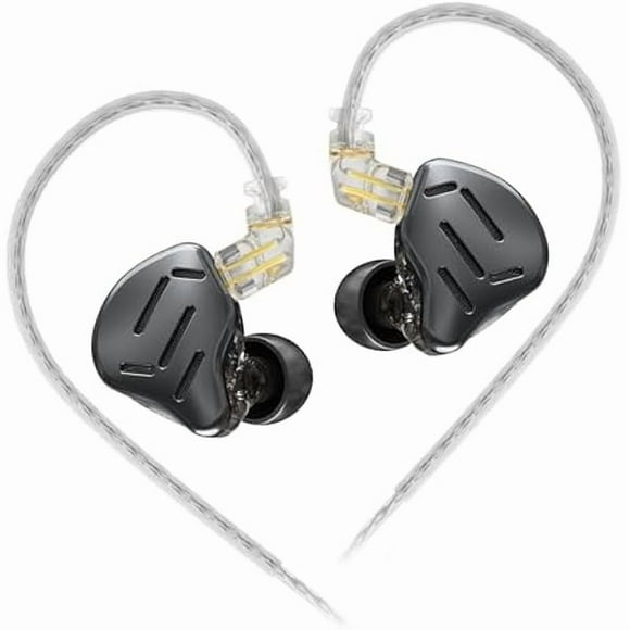 wonima11 KZ Zax in Ear Headphones 7BA+1DD Hybrid 16 Drivers HiFi Noise Cancelling in Ear Monitor, Zin Alloy Shell Metal Wired Earphone with 3.5mm Jack Detachable 2 Pin 0.75mm Cable (No mic, Black)
