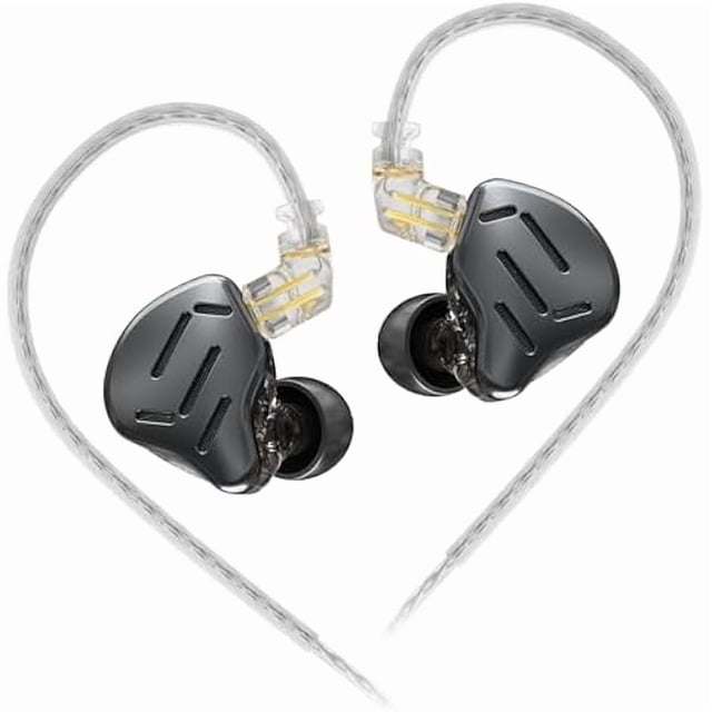 wonima11 KZ Zax in Ear Headphones 7BA+1DD Hybrid 16 Drivers HiFi Noise Cancelling in Ear Monitor, Zin Alloy Shell Metal Wired Earphone with 3.5mm Jack Detachable 2 Pin 0.75mm Cable (No mic, Black)