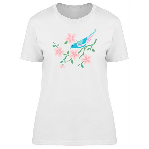 Floral Bird Watercolor Nature T-Shirt Women -Image by Shutterstock, Female Medium