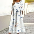 thumbnail image 2 of Enjoytime Flowy Dresses for Women Floral Printed Short Sleeve Plus Size Dress 2025 Summer Beach Vacation Clothes, 2 of 5