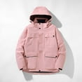 thumbnail image 2 of Windbreaker Jackets for Men Detachable Cap And Windproof Thick Three-in-one Jacket Outdoor Sports Warm Jacket Windbreaker Men Pink XL, 2 of 8