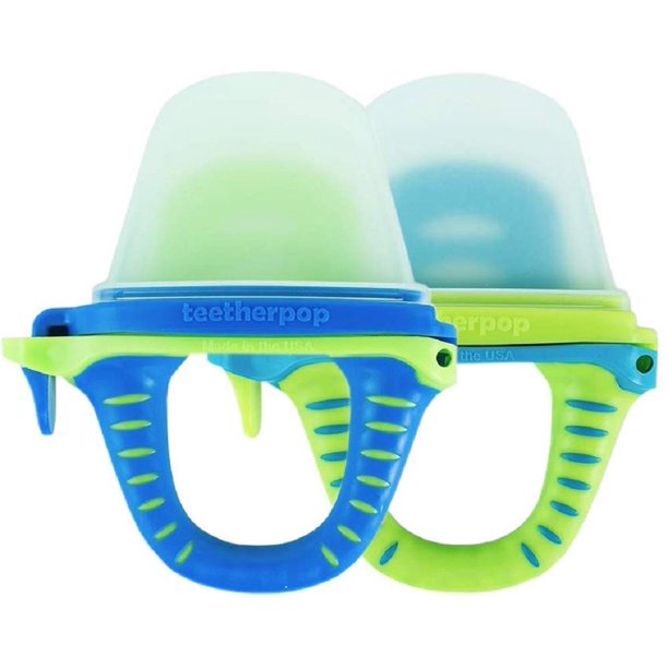 teetherpop New 2 Pack Fillable, Freezable Baby Teether for Breastmilk, Purées, Water