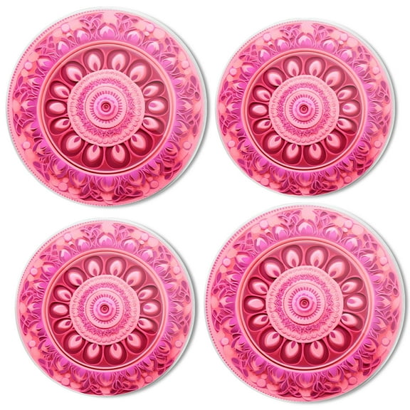 Bahomeck Gas Stove Burner Cover Set Of 4，Indian Mystery Pink Mandala Flower Metal Stove Burner Covers，Electric Stove Burner Covers,Protecting Gas Stoves,Kitchen Decor，8 Inches And 10 Inches