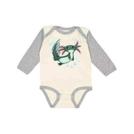 

Inktastic Cute Axolotl swimming with bubbles Gift Baby Boy or Baby Girl Long Sleeve Bodysuit