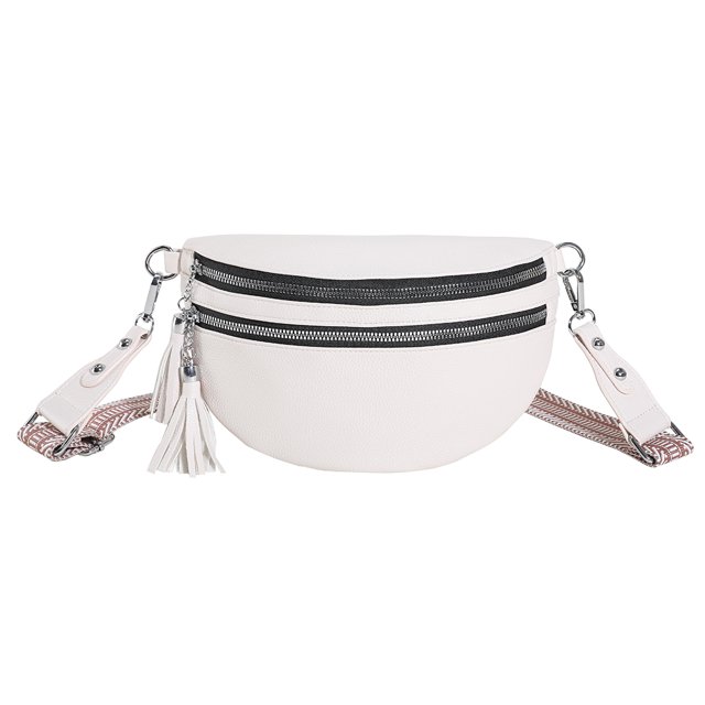 Bolso cruzado informal para mujer, riñonera con correa para guitarra, riñonera para niña (blanco)