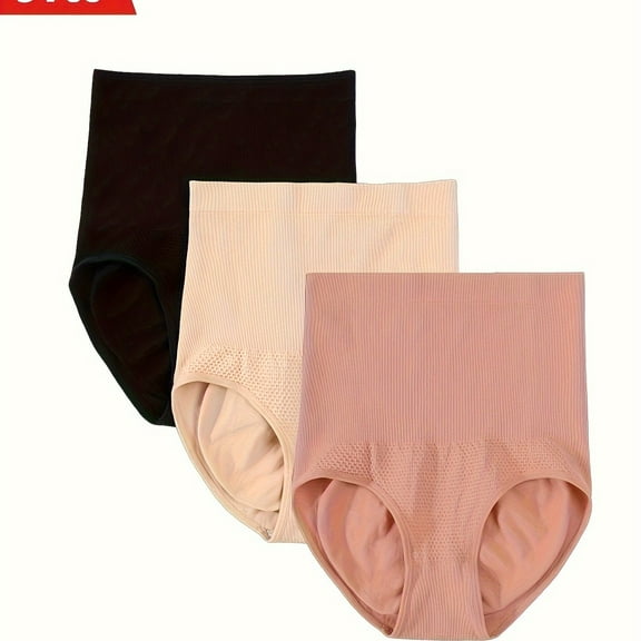 3 Pcs Pantalons de Contrôle du Ventre, Taille Ceinturée Sans Couture Rehausse-Fesses Culottes Taille Haute pour Femmes3