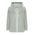 thumbnail image 3 of Mlzmgr Womens Jackets Long Sleeve Fleece Thermal Sweatshirts Drawstring Hooded Full Zip up Collared Outdoor Activewear, 3 of 5